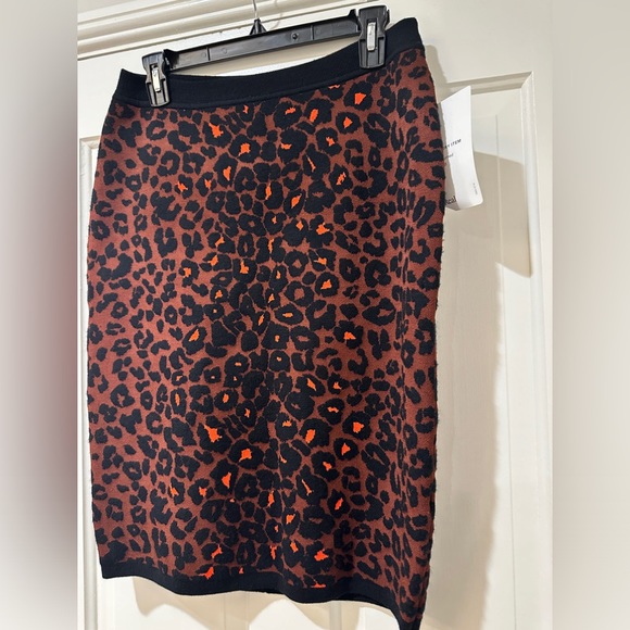 ALC Ellwood brown leopard print wool blend stretch knit skirt - Picture 4 of 10